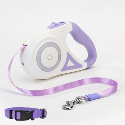 Premium LED Spotlight Dog Leash - Retractable Safety System with Illuminated Collar for Night Walks