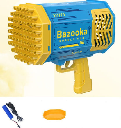 Rocket Bubble Gun Toy with 69 Holes – Automatic Light-Up Soap Bubble Blower for Kids