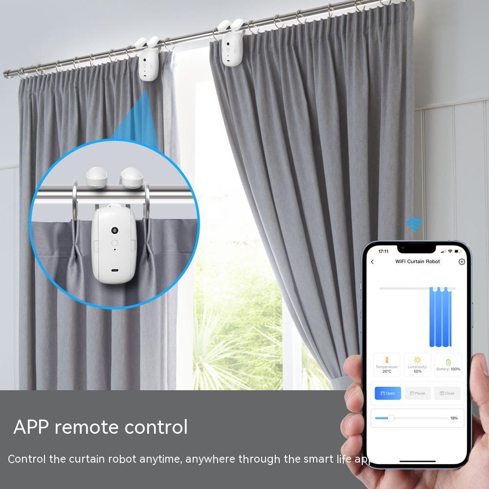 WiFi Curtain Robot – Smart Home Roman Rod Electric Curtain Companion with Remote Control and Automation