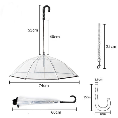 Premium Transparent Dog Umbrella with Leash - All-Weather Protection System for Rainy Day Walks