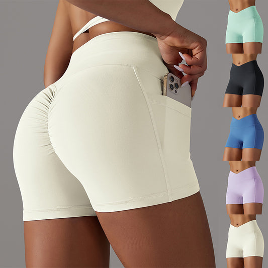 Women's Yoga Shorts with Phone Pocket – Fitness Sports Pants for Comfortable Workouts & Activewear
