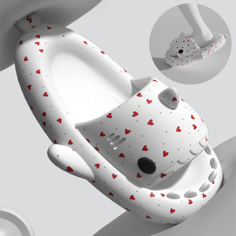 Lovers Shark Slippers for Men & Women – Cute Heart Print Casual Shoes for Couples
