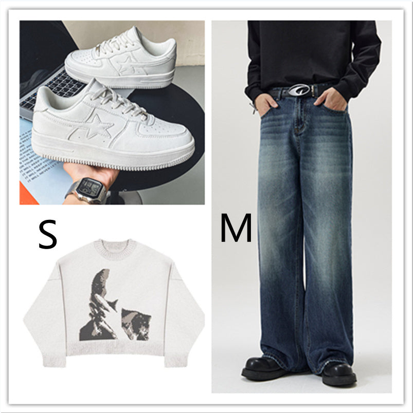 Thick Soled White Casual Sneakers for Men - Trendy Platform Sneakers