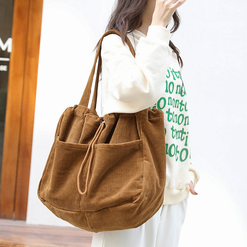Trendy Women's Shoulder Bag – Multi-Pocket Drawstring Underarm Handbag for Casual Style