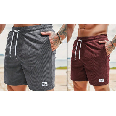Summer Corduroy Lace-up Drawstring Shorts – Casual Sports Short Pants for Men