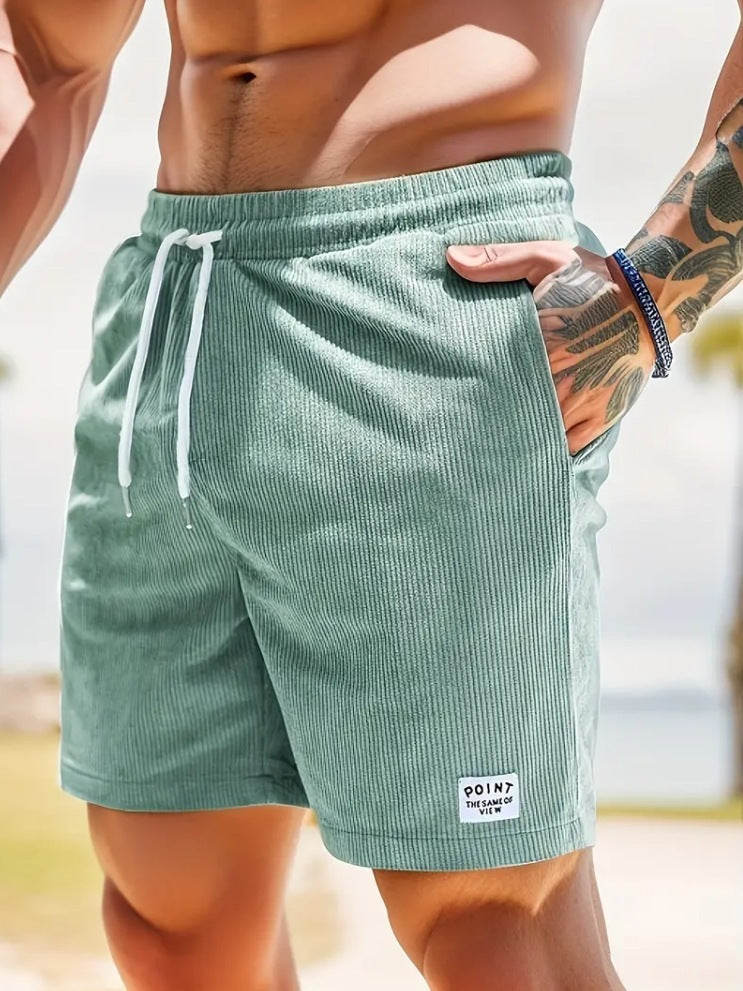 Summer Lace-up Drawstring Shorts for Men, Corduroy Sports Shorts, Casual Summer Pants