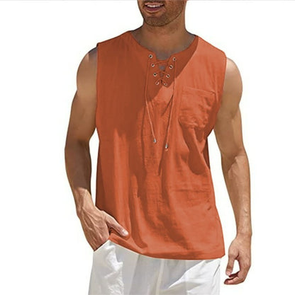 Summer Tank Vest for Men – Collared Tie Short Sleeve T-Shirt