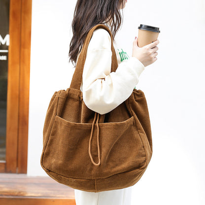 Trendy Women's Shoulder Bag – Multi-Pocket Drawstring Underarm Handbag for Casual Style