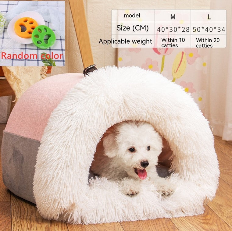 Premium Portable Pet Nest - Warm & Waterproof Winter Bed for Dogs & Cats