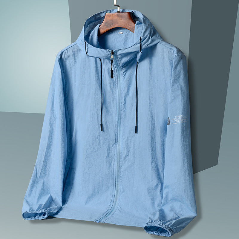 Men's Summer Ice Silk Sun Protection Jacket – Lightweight UV-Proof Cooling Outdoor Hoodie