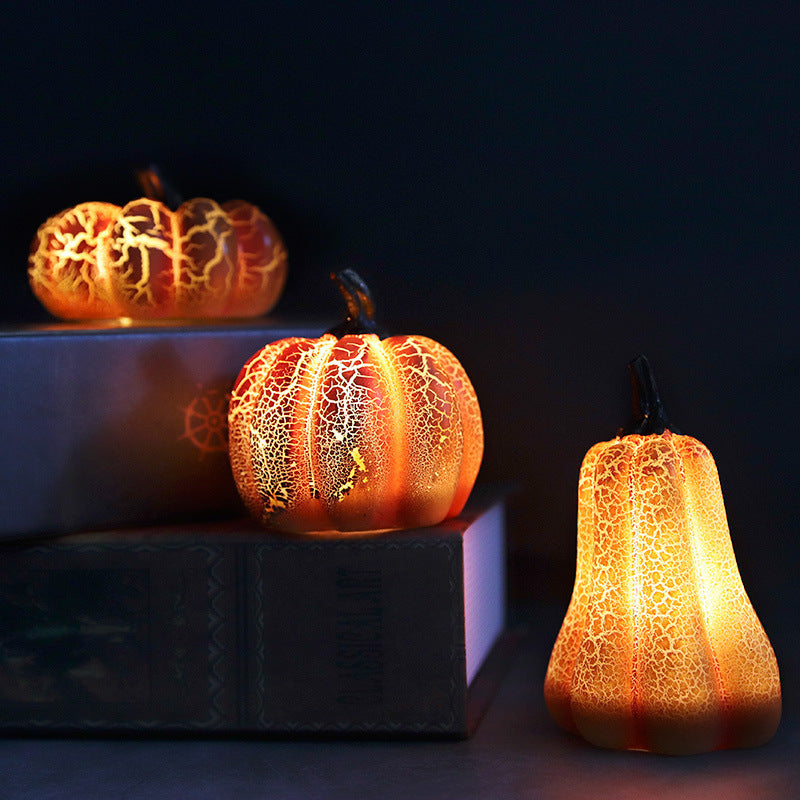 Premium LED Halloween Pumpkin Lantern - Realistic Resin Candle Lamp | Safe Spooky Decoration
