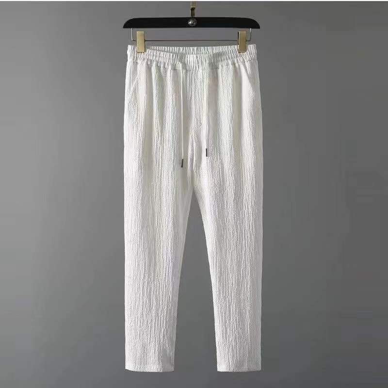 Summer Leisure Suit for Men - Loose Short Sleeve Top & Drawstring Trousers Fashionable Casual Outfit