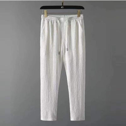 Summer Leisure Suit for Men - Loose Short Sleeve Top & Drawstring Trousers Fashionable Casual Outfit