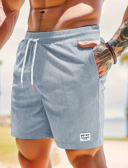 Summer Lace-up Drawstring Shorts for Men, Corduroy Sports Shorts, Casual Summer Pants