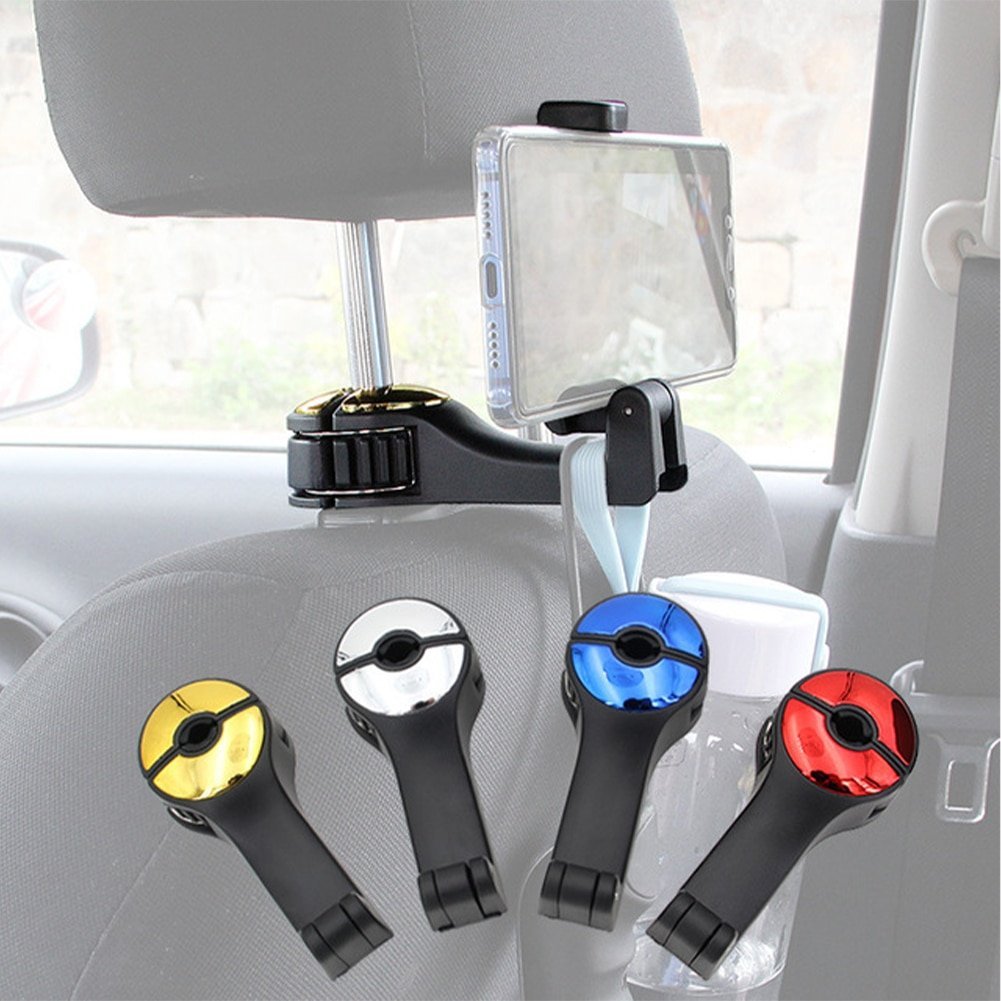 Premium Car Headrest Hook & Phone Holder - Multi-Function Seat Back Organizer with Secure Phone Mount