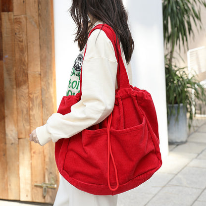 Trendy Women's Shoulder Bag – Multi-Pocket Drawstring Underarm Handbag for Casual Style