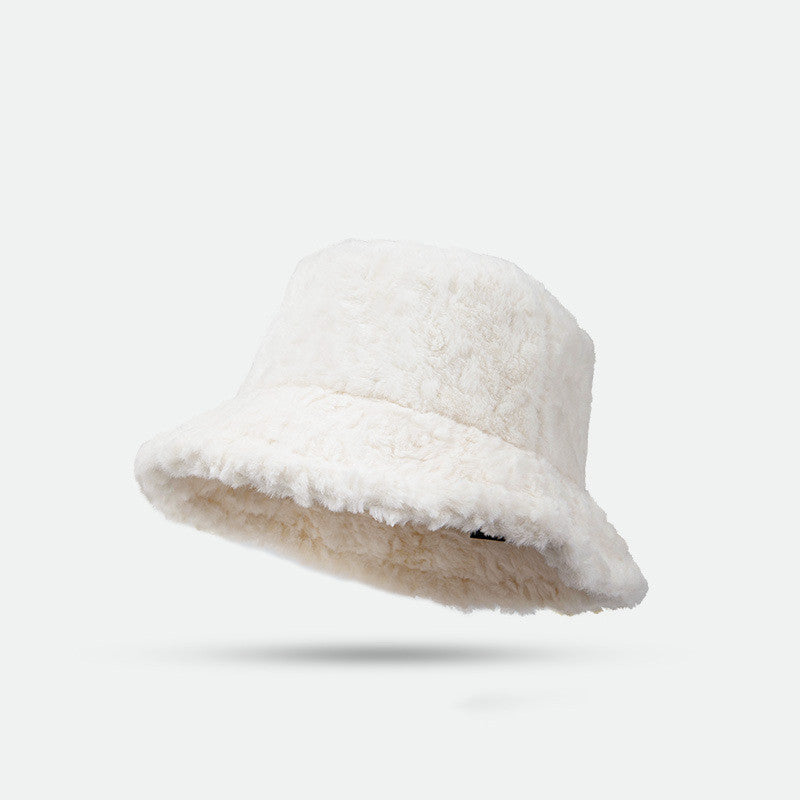 Women's Lambswool Bucket Hat – Winter Warm Fuzzy Fisherman Hat in Solid Colors for Stylish Cold Weather Wear