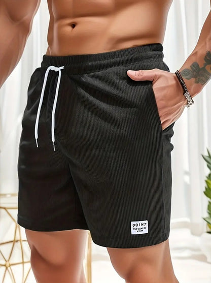 Summer Lace-up Drawstring Shorts for Men, Corduroy Sports Shorts, Casual Summer Pants