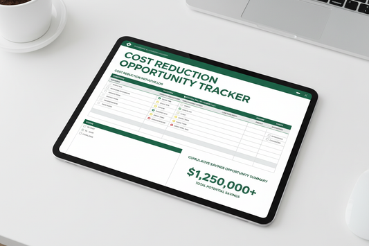 Cost Reduction Opportunity Tracker - Tablet Flat Lay