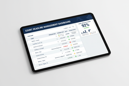 Court Deadline Management Dashboard - Tablet Flat Lay