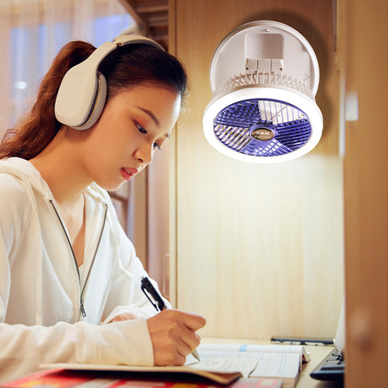 Premium 4-in-1 Smart Fan System - USB Rechargeable with LED Light, Wall Mount & 4-Speed Control