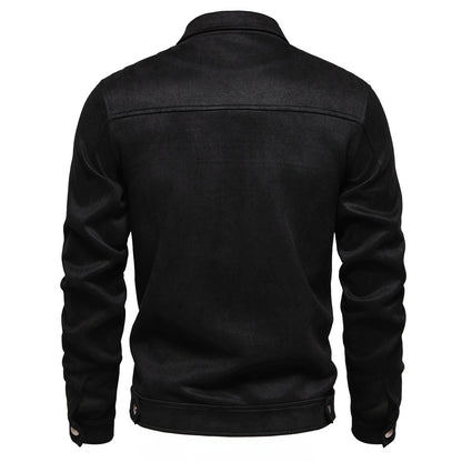 Men's Fashion Lapel Zipper Suede Jacket for Autumn and Winter Outdoor Wear