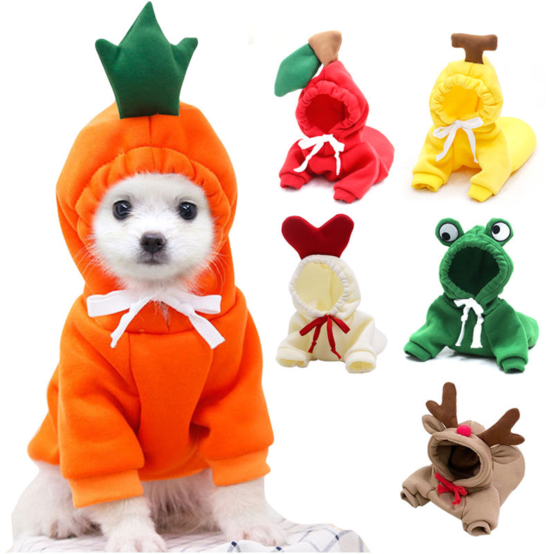 Adorable Fruit-Themed Dog Hoodie - Premium Fleece Winter Coat for Small Breeds