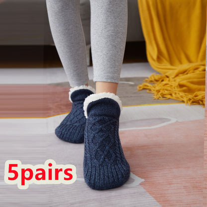 Winter Woolen Socks for Women – Thick, Warm Non-Slip Foot Warmers & Bedroom Slippers