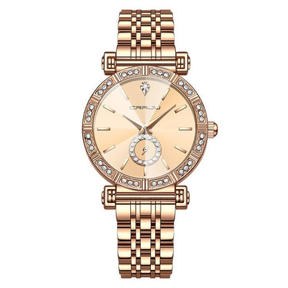 Women's Steel Belt Diamond-Embedded Watch – Luxury Stainless Steel Wristwatch for Women