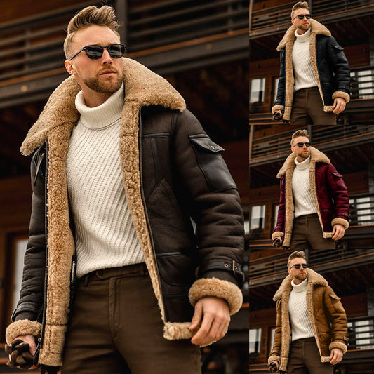 Men's Military Fleece Warm Winter Jacket with Fur Collar Tactical Army Coat