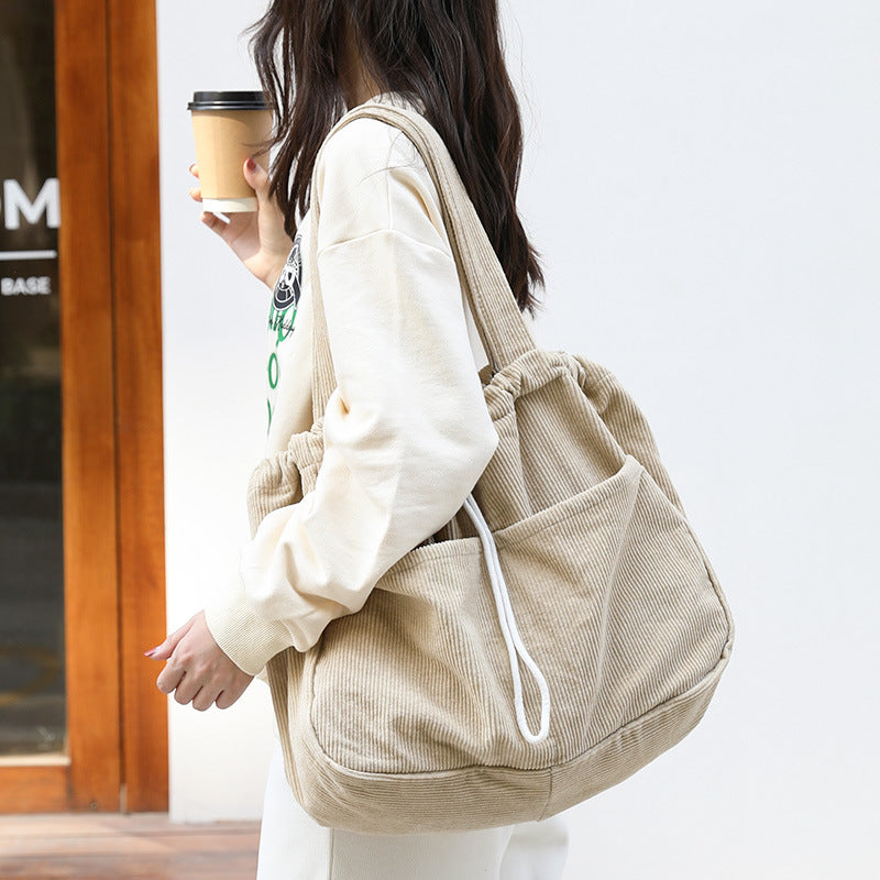 Trendy Women's Shoulder Bag – Multi-Pocket Drawstring Underarm Handbag for Casual Style