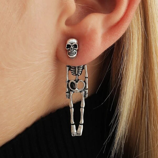 Halloween Skull and Skeleton Stud Earrings – Detachable, Creepy Halloween Jewelry