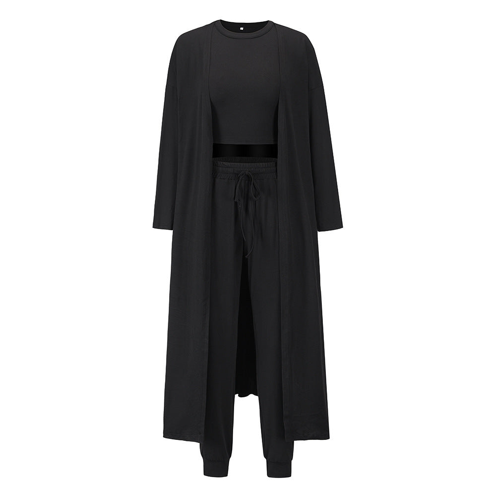 Women's Knitted Slim-Fit Sports Suit – Stylish Temperament Vest and Trousers Set for Activewear