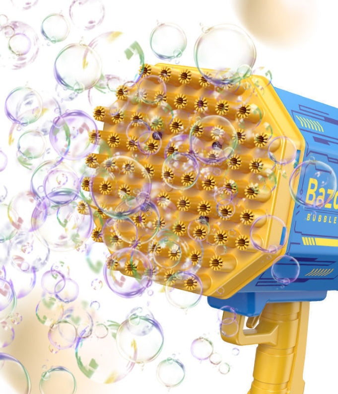 Rocket Bubble Gun Toy with 69 Holes – Automatic Light-Up Soap Bubble Blower for Kids