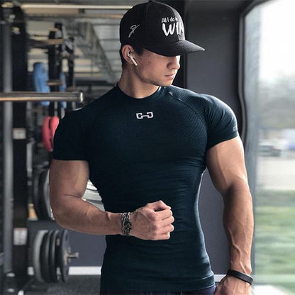 Quick Dry Gym T-Shirt for Men, Short Sleeve Running Workout Shirt