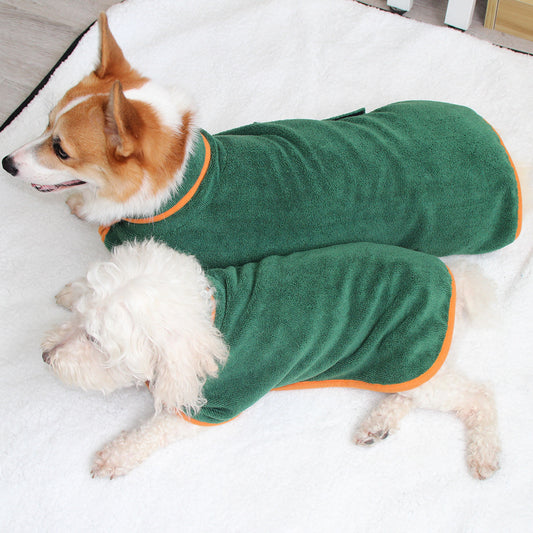 Premium Microfiber Pet Spa Robe - Ultra-Absorbent Quick-Dry Bathrobe with Secure Waist Wrap
