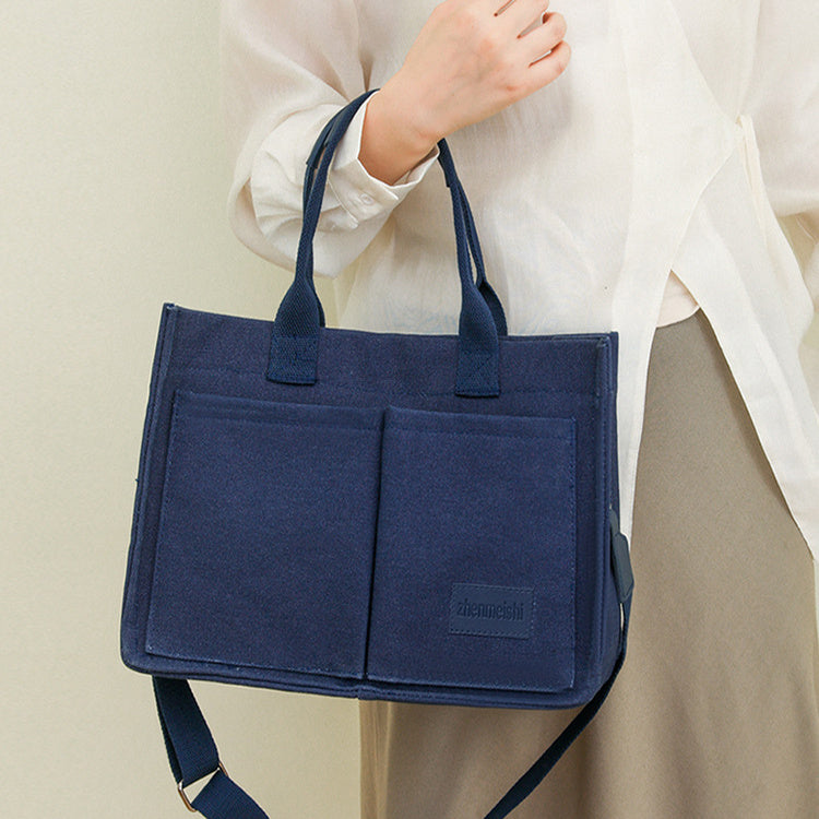 New Large Capacity Canvas Shoulder Bag for Women, Multi-Pocket Crossbody Shopper Bag for Students