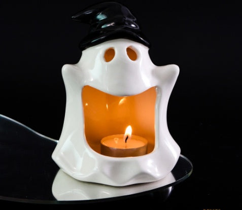 Premium Halloween Ghost Ceramic Ornaments - Handcrafted Spooky Decorations for Festive Home Décor