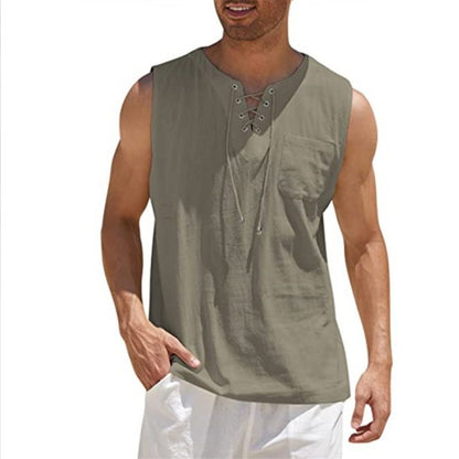 Summer Tank Vest for Men – Collared Tie Short Sleeve T-Shirt