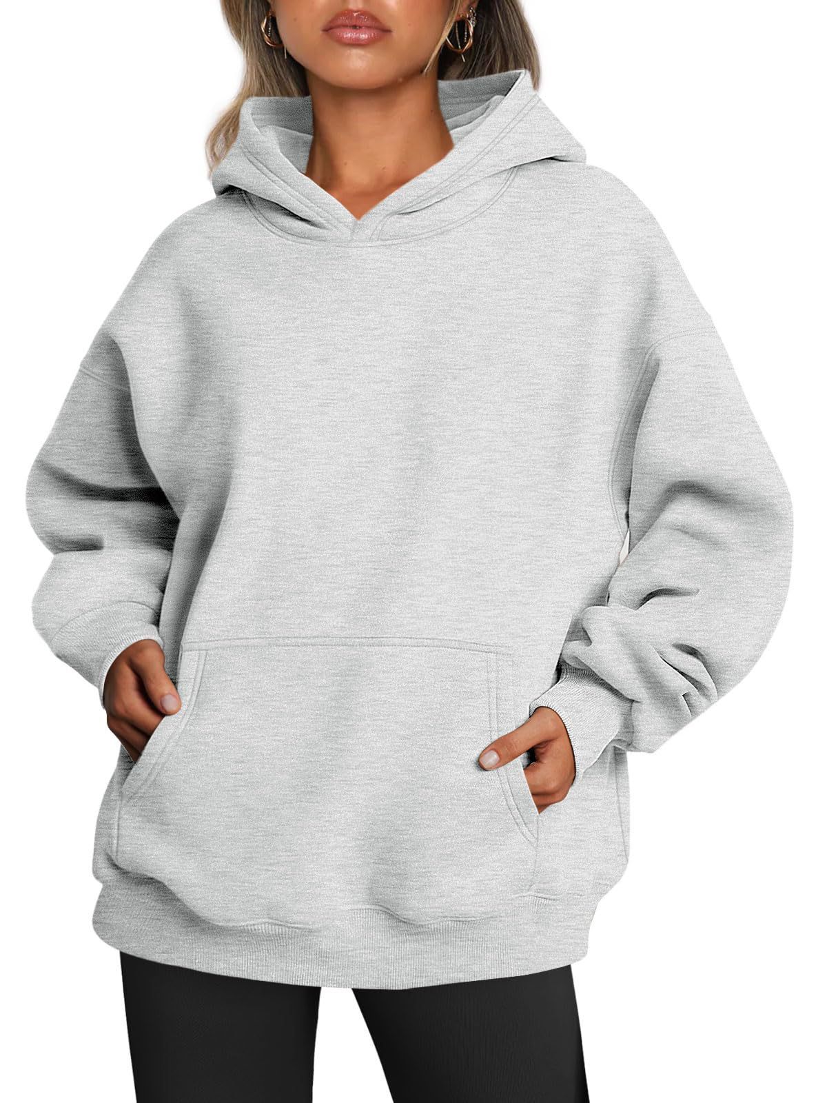 Women's Oversized Fleece Hoodie – Loose Pullover Sweatshirt with Pocket, Long Sleeve, Winter & Fall Sports Outfits