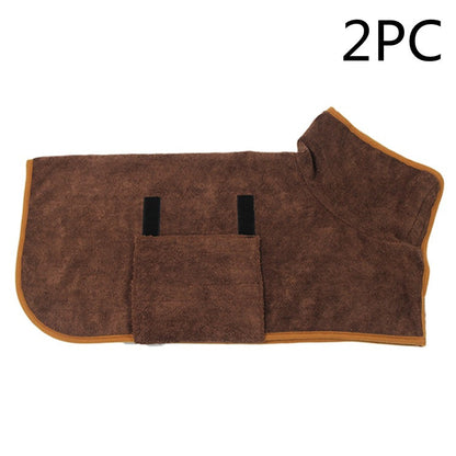 Premium Microfiber Pet Spa Robe - Ultra-Absorbent Quick-Dry Bathrobe with Secure Waist Wrap