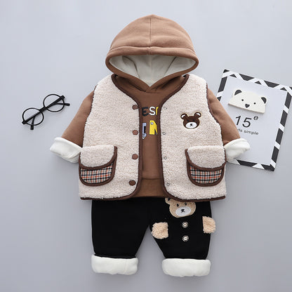 Children's Clothes – Foreign Style Baby Plus Velvet Winter Clothes, Cozy Velvet Baby Outerwear for Cold Weather