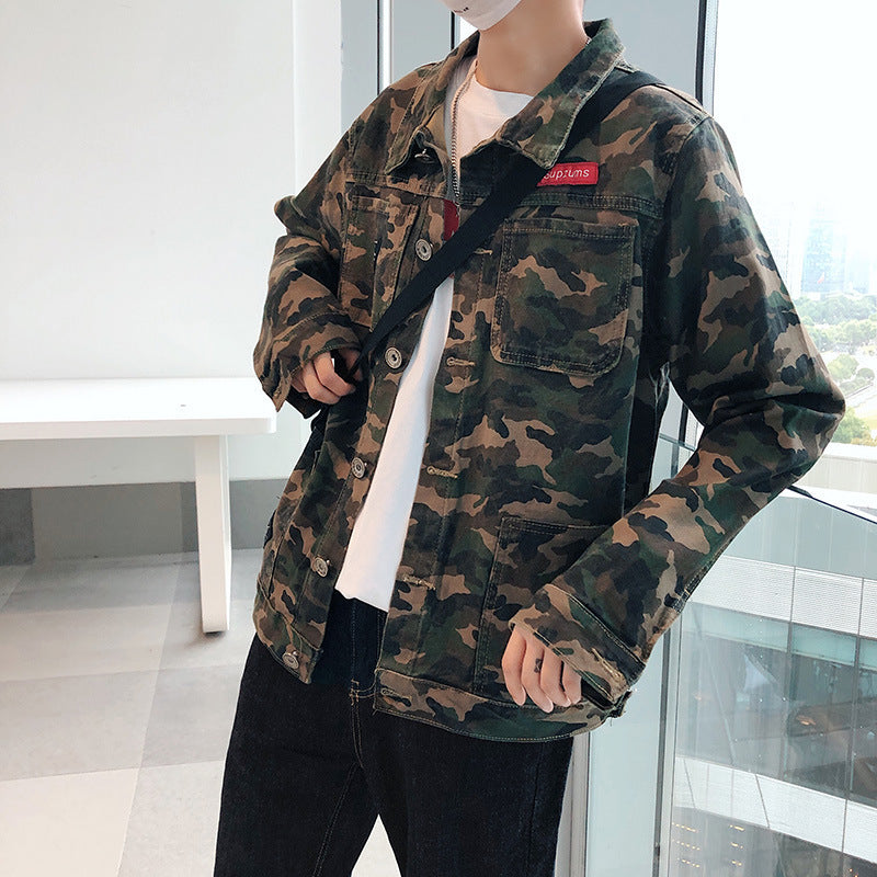 New Men's Camouflage Denim Jacket Coat