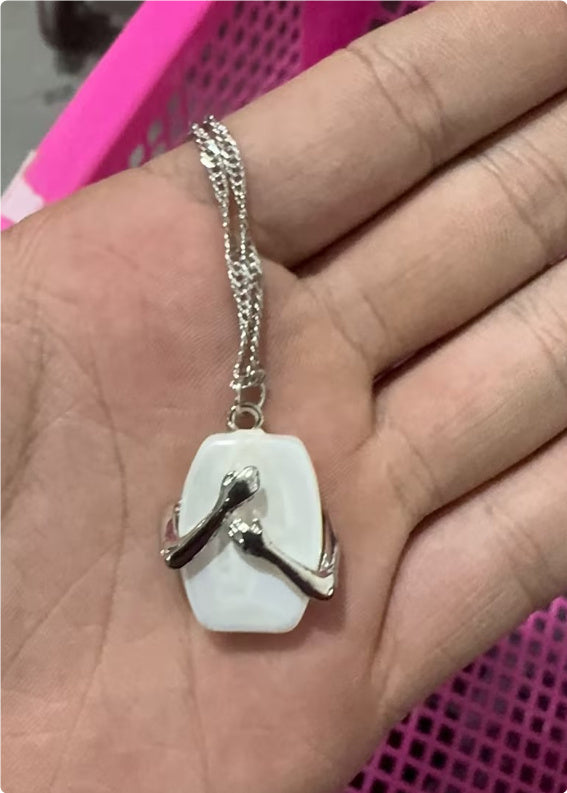 Unique Square Baroque Pearl Couple Pendant Necklace - Valentine's Day Lover Gift & Party Jewelry