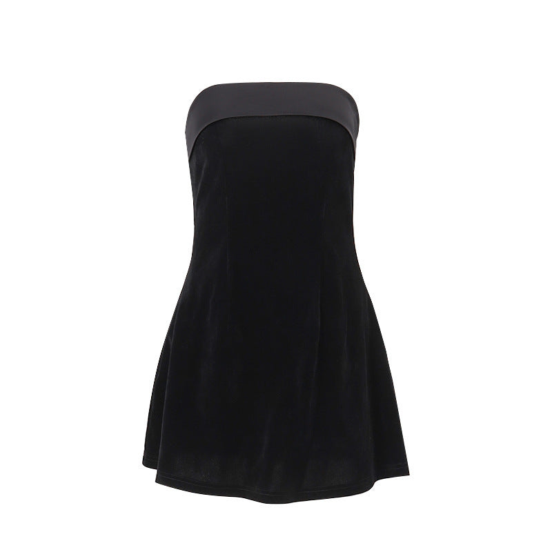 Women's Slim Tube Top A-Line Dress – Fashion Zipper Short Party & Evening Dress