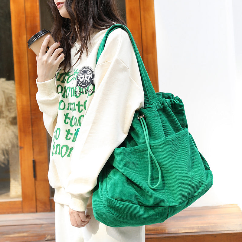 Trendy Women's Shoulder Bag – Multi-Pocket Drawstring Underarm Handbag for Casual Style