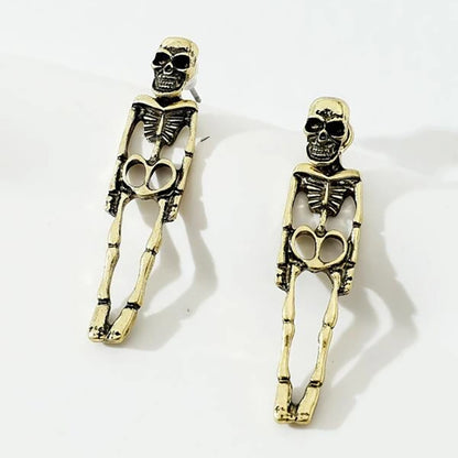 Halloween Skull and Skeleton Stud Earrings – Detachable, Creepy Halloween Jewelry