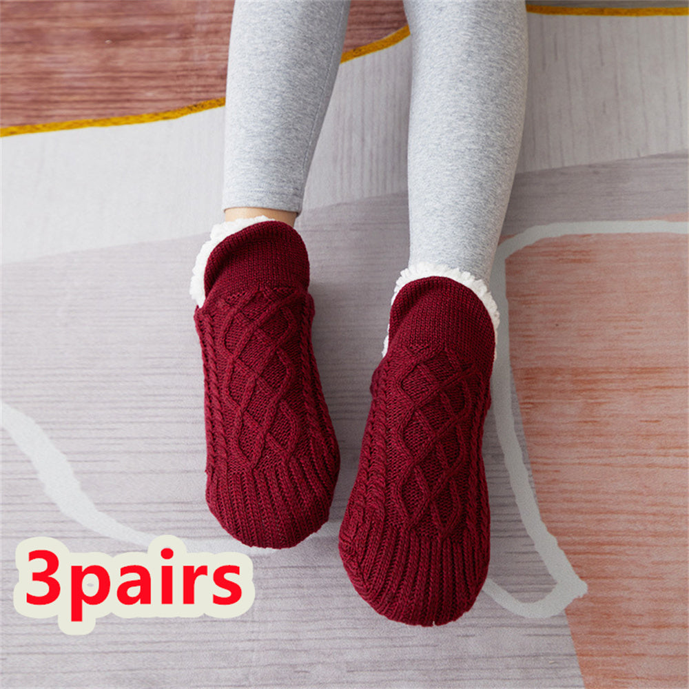 Winter Woolen Socks for Women – Thick, Warm Non-Slip Foot Warmers & Bedroom Slippers