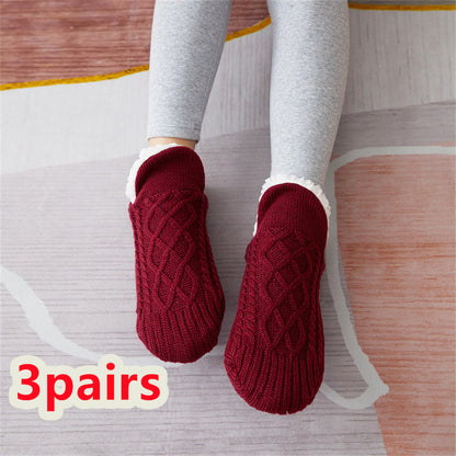 Winter Woolen Socks for Women – Thick, Warm Non-Slip Foot Warmers & Bedroom Slippers