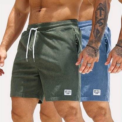 Summer Lace-up Drawstring Shorts for Men, Corduroy Sports Shorts, Casual Summer Pants